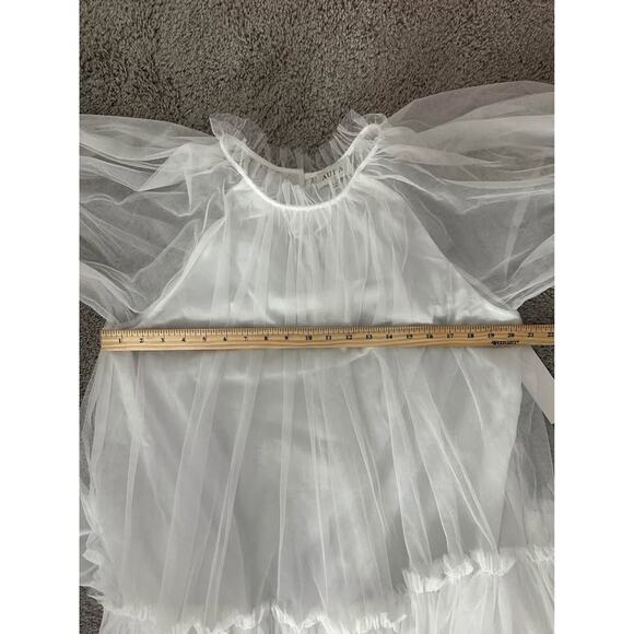 Aura Women’s Tulle Bridal Tiered Wedding Party Classic White Dress Sz S - Picture 7 of 8